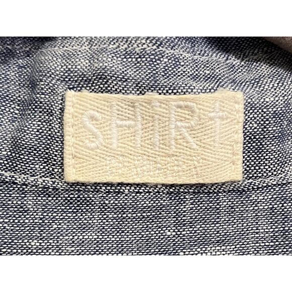 CP SHADES Gray Linen Button Up Long Sleeve Shirt Top Mens Size Small - Picture 3 of 9